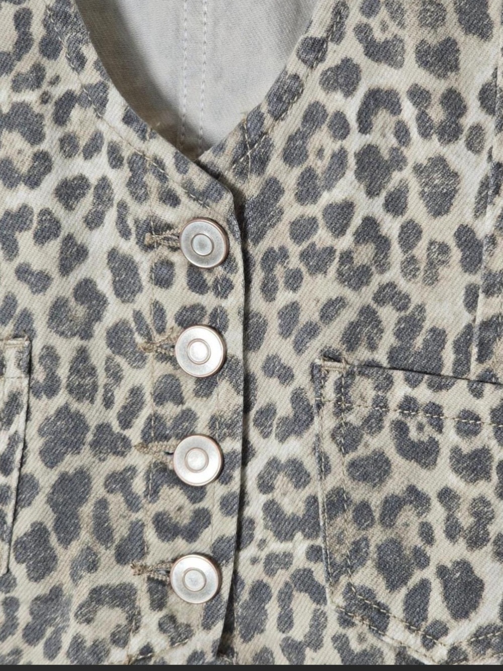 Altar’d State Leopard Print Vest - Neutral Tan & Gray - Picture 3 of 3
